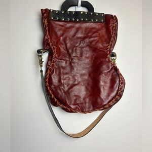 Hand Made Leather Crossbody Shoulder bag Sack Burgundy Crossbody purse western